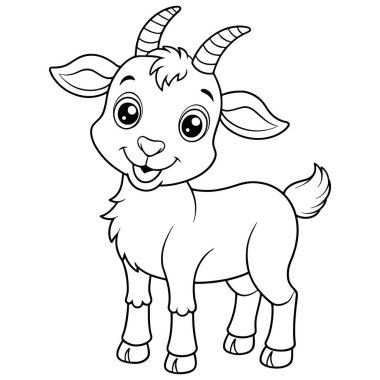 Çocuk keçi boyama sayfası Çocuklar için sevimli çiftlik hayvanları resimlerini sergiliyor