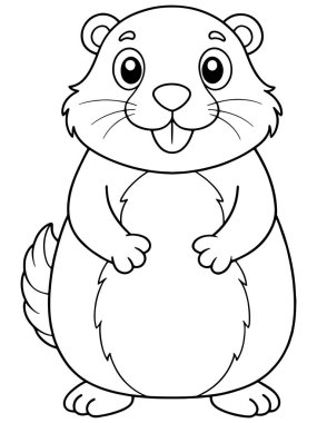 Gopher boyama sayfası. Çocuklar için mükemmel bir çizgi film çizimi.