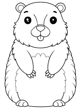 Dağ sıçanı boyama sayfası. Çocuklar için tasarlanmış şirin hayvan çizimleri.