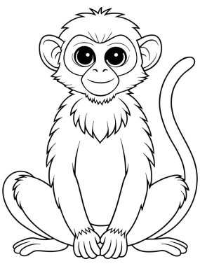 Guereza Colobus karikatür çizimi boyama kitapları ve çocuk projeleri için mükemmel.