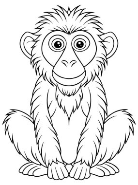 Hamadryas babun çizgi film renklendirme sayfası şirin primat hayvan tasarımı