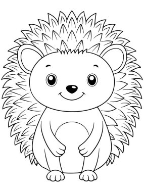 Kirpi çizgisi, çocuklar için sevimli hayvan tasarımı olan basılabilir resim boyama sayfası