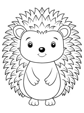 Kirpi boyama sayfası. Çocuklar için mükemmel hayvan çizimleri var.