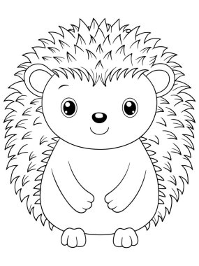 Kirpi boyama sayfasında çocuklar için yapılmış dikenli hayvan resimleri sergileniyor.