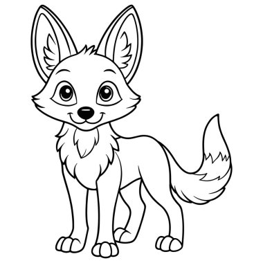 Çocuk aktiviteleri için yapılmış eğlenceli hayvan çizimleri olan çakal çizgi film boyama sayfası
