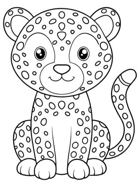 Çocuklar için tasarlanmış sevimli hayvan resimleriyle Jaguar Yavru Boyama Sayfası