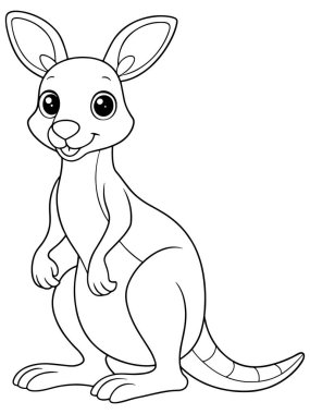 Kanguru boyama sayfası çocuklar için mükemmel yazdırılabilir resimleme sunuyor