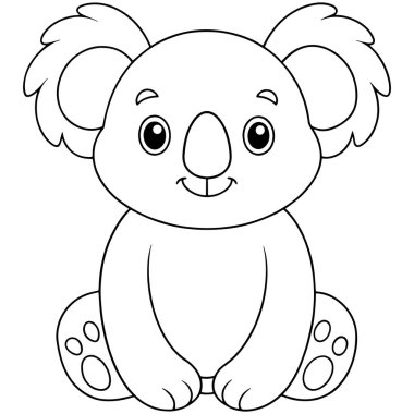 Çocuklar için basılabilir hayvan resimleri içeren Koala ayı boyama sayfası