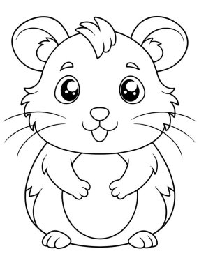 Çocuklar için tasarlanmış sevimli kemirgen hayvan sanatı içeren Lemming boyama sayfası