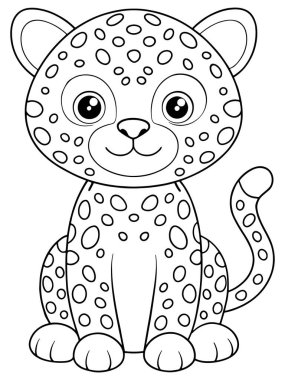Leopar yavrusu boyama sayfası. Özellikle çocuklar için yapılmış çok güzel hayvan çizimleri var.