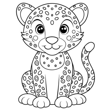 Leopar Yavrusu Boyama Sayfası Çocuklar için yapılmış şirin hayvan çizimleri