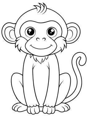 Çocuklar için basılabilir şirin hayvan çizimleri olan Macaque çizgi film boyama sayfası