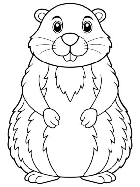 Marmot boyama sayfası, çocuklar için mükemmel basılabilir şirin hayvan çizimi.