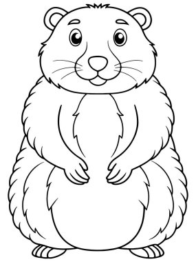 Marmot boyama sayfasında çocuklar için tasarlanmış basılabilir şirin hayvan çizimleri var.