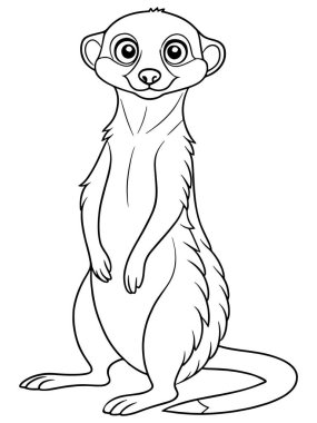 Çocuklar için basılabilir tasarımı olan Meerkat çizgi çizgi çizgi film resim boyama sayfası
