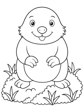 Kitap sayfalarını boyamak ve eğlenmek için tasarlanmış Köstebek Çizim Çizimi