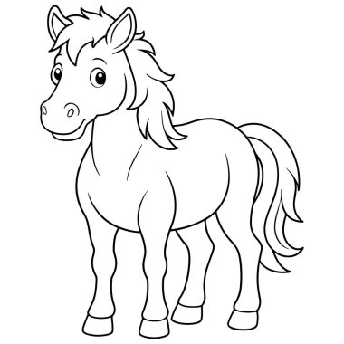 Moğol vahşi at boyama sayfasında basılabilir şirin at resimleri var.