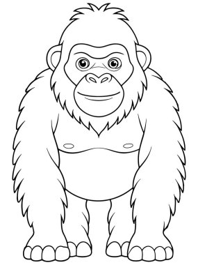 Çocuklar için basılabilir hayvan resimli dağ gorili boyama sayfası