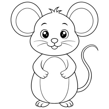 Fare karikatür boyama sayfası çocuklar için mükemmel yazdırılabilir tasarım içerir