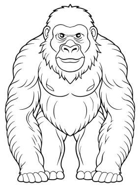 Dağ gorili çizgisi resim çizimi boyama kitapları ve eğitimsel kullanım için tasarlandı