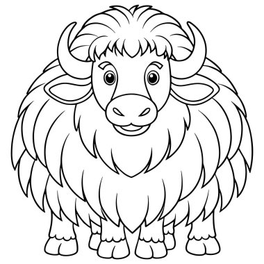 Misk öküzü boyama sayfasında çocuklar için sevimli vahşi yaşam illüstrasyonu sergileniyor