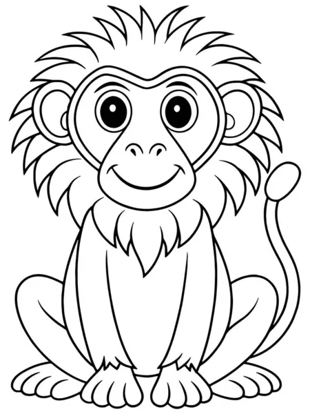 Çocuklar için basılabilir eğlenceli hayvan resimleriyle siyah örümcek maymun boyama sayfası