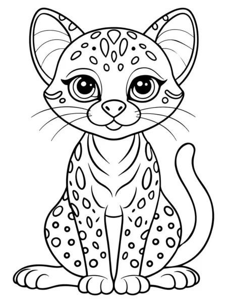 Çocuklar için tasarlanmış sevimli hayvan resimli Margay boyama sayfası