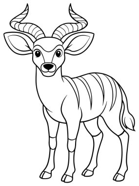 Şirin Nyala Antilop Çizgi Filmi Karakteri Hayvanları Öğrenme ve Renklendirme Maceraları İçin Harika