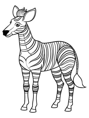 Siyah beyaz çizgili Okapi Illustration Vahşi yaşamı sanat yoluyla öğrenmek için idealdir.