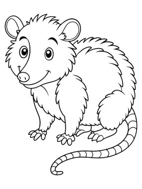 Boyama kitabı ya da Eğitimsel Malzemeler için sevimli keseli sıçan çizgi filmi Çizimi Çocuklar için Eğlenceli Hayvan Teması