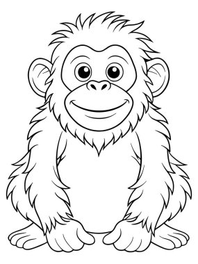 Renk Kitabı veya Yaratıcı İfade İçin Sayfa Cangıl Hayvan Sayfası Çizimi