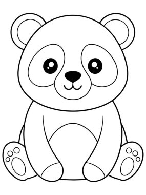 Sevimli Panda Hayvan Temalı Yaratıcı Etkinlikler İçin Tasarlanmış Renkli veya Tasarlanmış Resim Çizimi
