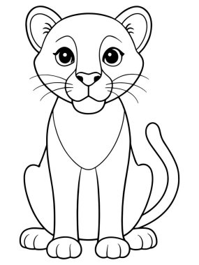 Boyama kitabı ya da yaratıcı çocuklar için Dağ Kedisi Teması Çizimi için Şirin Puma Tasviri