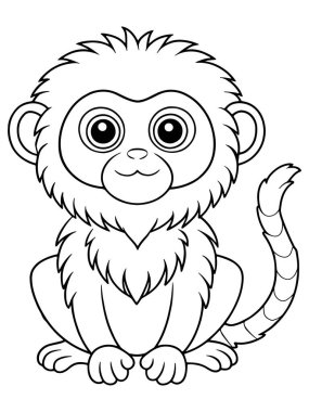 Cüce Cüce Marmoset Çizimi Resim Çizimi Renklendirme Kitabı Sayfası Orman temalı Hayvan Çizimi Öğrenmek için