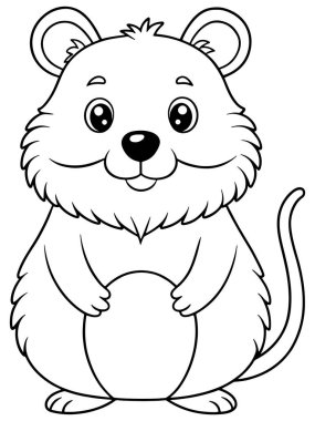 Renklendirme kitabı ya da etkinlik sayfası için sevimli çizgi film Quokka ana hatları yaratıcı araştırmalar için gülümseyen hayvan sayfası