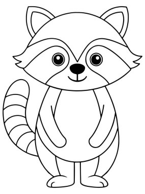Renklendirme kitabı için sevimli çizgi film rakunu tasviri ya da eğlenceli öğrenme ve yaratıcı aktiviteler için sayfa ideali