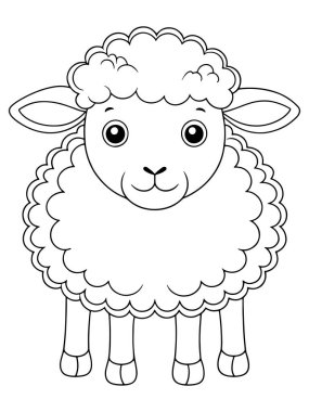 Renklendirme Kitapları ve Etkinlikleri İçin Güzel Koyun Çizgisi Çizimi Eğlenceli Hayvanlar Teması