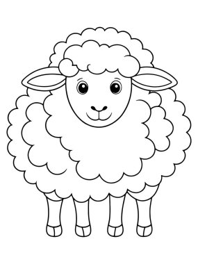 Boyama kitabı ya da çocukların yaratıcı öğrenme ve çizim için ideal sayfa çizimi için sevimli koyun ana hatları