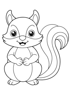 Boyama kitabı ya da etkinlik sayfası Çocuk Eğitim Boyama Eğlencesi için tasarlanmış Sevimli Sincap Çizgi Filmi