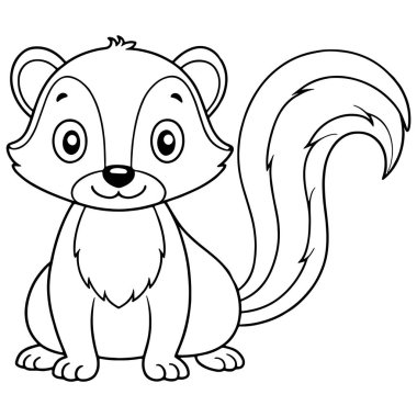 Boyama kitabı ya da grafik tasarımı için sevimli kokarca çizimi eğlenceli hayvan etkinliği ve öğrenme için ideal.