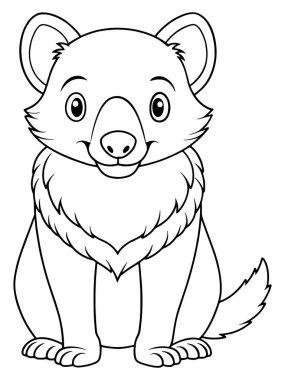 Tazmanya Canavarı Siyah-Beyaz Oturarak Renklendirme Eğlencesi ve Vahşi Yaşam Eğitimi İçin ideal