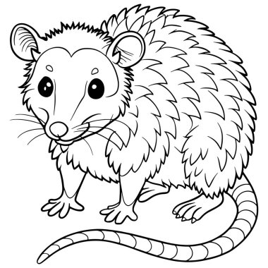 Yaratıcı İfade İçin Çocuklar ve Yetişkinler İçin Şirin Virginia Opossum Karikatür Boyama Sayfası