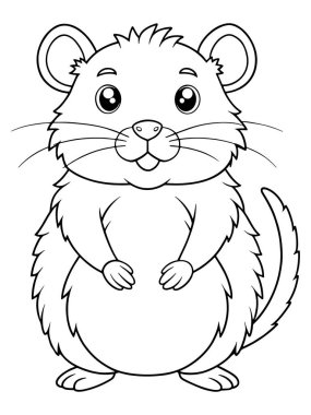 Hayvan karakterli yaratıcı boyama kitabı için mükemmel çocuklar için boyama sayfası dikilen sevimli bir çizgi film karakteri.