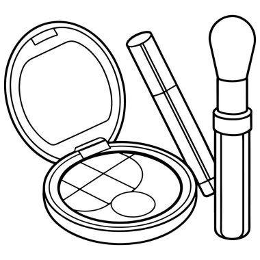 Güzellik ürünleri çizgisi sanat tasarımı kompakt toz fırça göz kalemi tasarımı