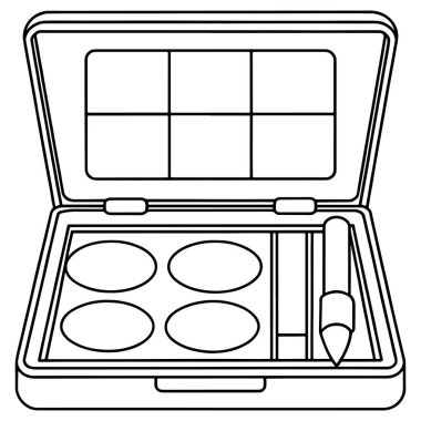 Kozmetik göz farı paleti. İçinde dört ton ve bir aplikatör fırçası var. Güzellik ürünü..