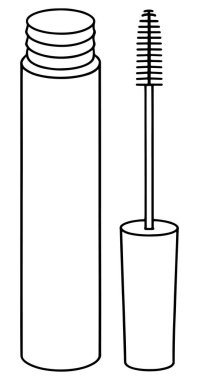 Basit siyah beyaz rimel ambalajlama çizimi