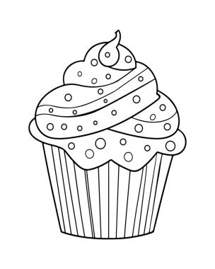 Şirin kek çizimi boyama kitapları, yemek blogları ya da çocuk aktiviteleri için mükemmel..