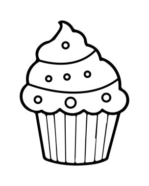 Çocuklar için, kitapları boyamak ya da web siteleri yapmak için harika bir kek çizimi..