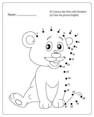 Eğlenceli çocuklar etkinlik ayı boyama sayfası Noktaları numaralandırılmış yazdırılabilir