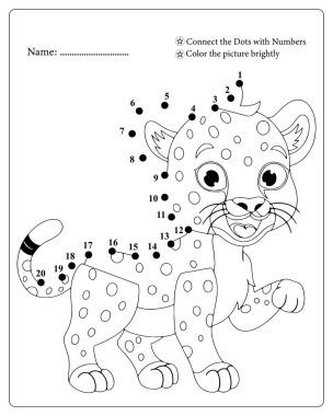 Harika bir leopar tasarımı sunan noktaları birleştirme oyunu. Çocuk boyama kitapları için mükemmel..